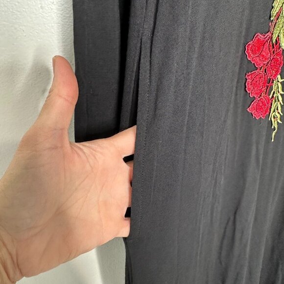 Soft Surroundings Rosarita Applique Dress Black Floral Whimsigoth Small - Picture 7 of 13